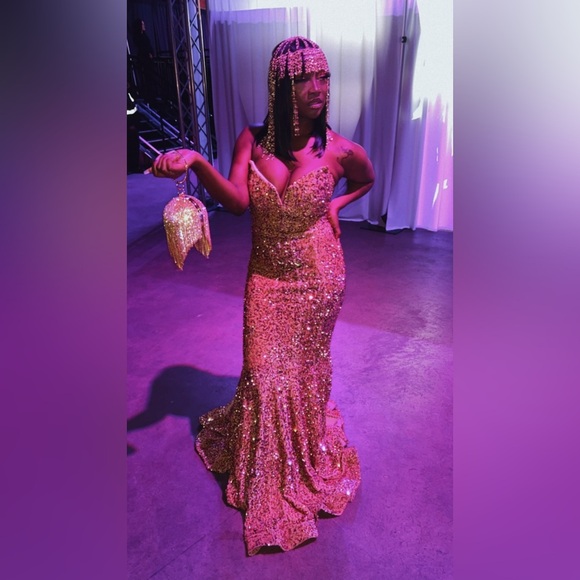 Portia and Scarlett Gold Sequin Prom Dress - Picture 7 of 7